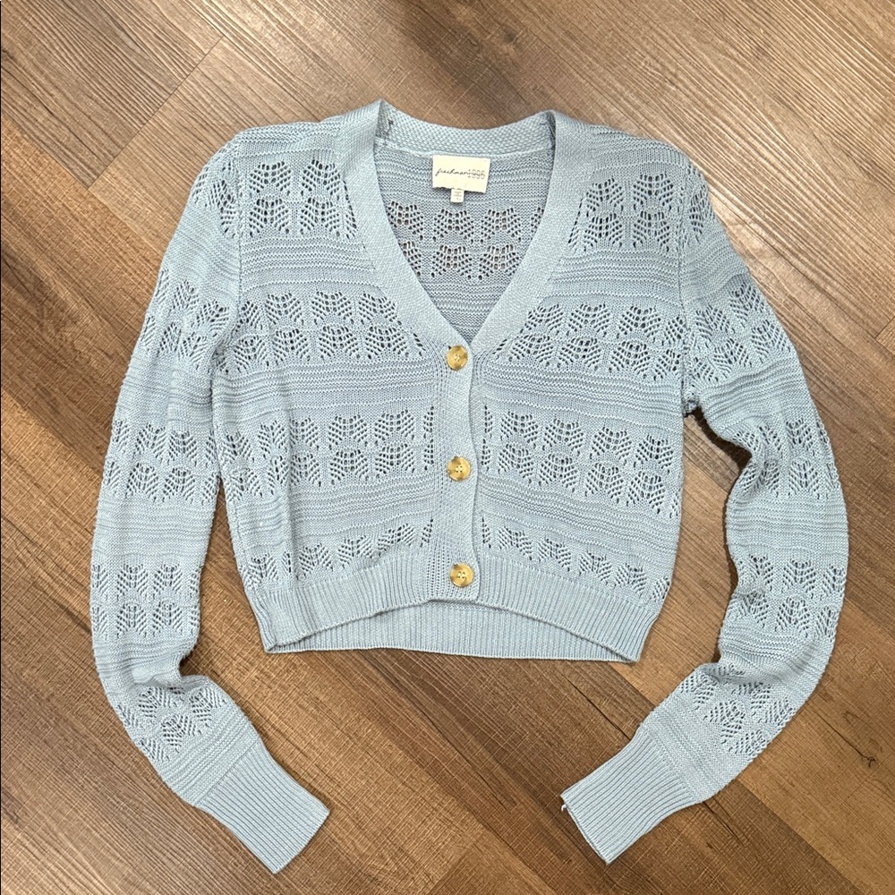 Pastel Blue Knit Cardigan with Button Detail
